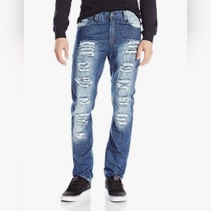 South Pole Dark Blue Distressed Jeans, Men's 36 X 33.5 grunge school